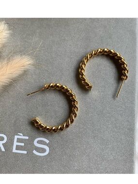 Gold Twisted Hoop Earrings - Elegant Women’s Jewelry